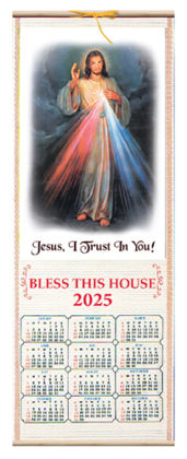 Wood Scroll Calendar Divine Mercy 2025