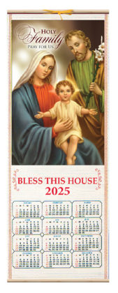 Wood Scroll Calendar Holy Family 2025